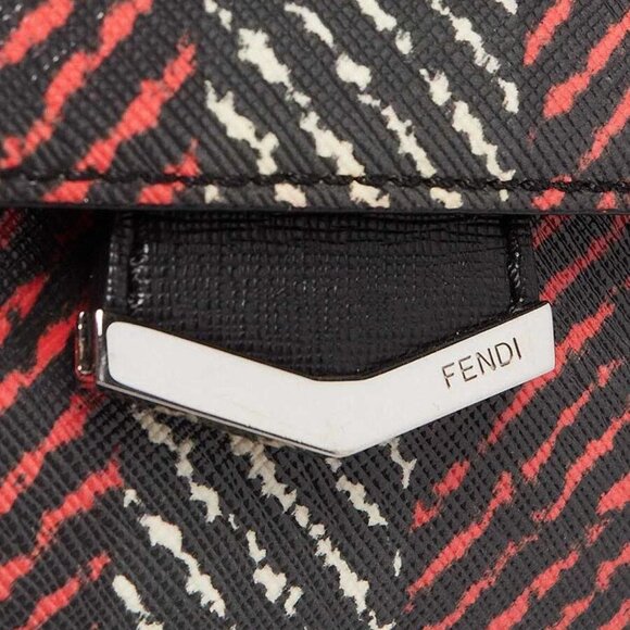 Fendi Black/Red/White Striped Saffiano Leather Demi Jour Shoulder Bag - Picture 5 of 12